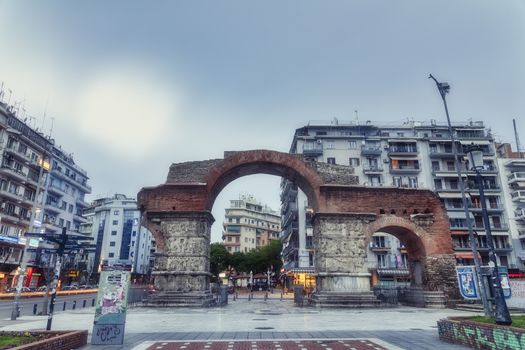 Thessaloniki, Greece - March 26, 2020:A view of empty streets, parks,  and attractions in Thessaloniki after Greece imposed a lockdown to slow down the spread of the coronavirus disease. long exposure