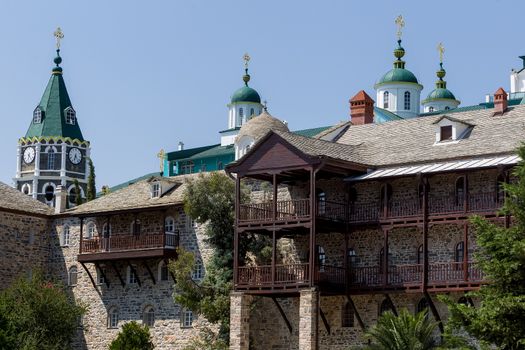 Russian St. Pantaleon Orthodox monastery at Mount Athos, Agion Oros (Holy Mountain), Chalkidiki, Greece