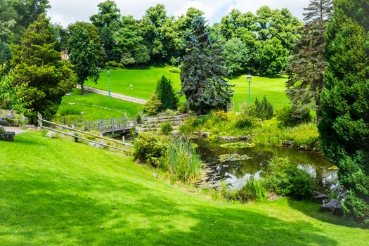 View accorss the ponds and lawns at Japanese Garden in Avenham and Miller Park, Preston