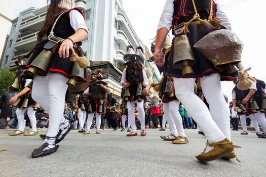 THESSALONIKI, GREECE - FEBRUARY 23, 2014 : The Folklife and Ethnological Museum of Macedonia-Thrace organized the first European assembly “Bell Roads” and a bell bearers parade in Thessaloniki.