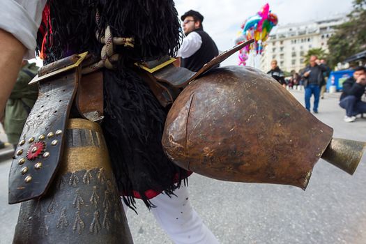 THESSALONIKI, GREECE - FEBRUARY 23, 2014 : The Folklife and Ethnological Museum of Macedonia-Thrace organized the first European assembly “Bell Roads” and a bell bearers parade in Thessaloniki.