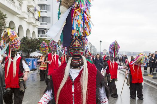 THESSALONIKI, GREECE - FEBRUARY 23, 2014 : The Folklife and Ethnological Museum of Macedonia-Thrace organized the first European assembly “Bell Roads” and a bell bearers parade in Thessaloniki.