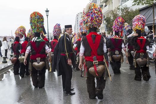 THESSALONIKI, GREECE - FEBRUARY 23, 2014 : The Folklife and Ethnological Museum of Macedonia-Thrace organized the first European assembly “Bell Roads” and a bell bearers parade in Thessaloniki.