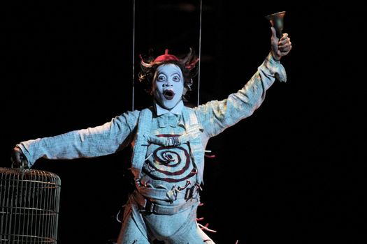 THESSALONIKI, GREECE - OCTOBER, 1, 2014: Performers skipping Rope at Cirque du Soleil's show 'Quidam'