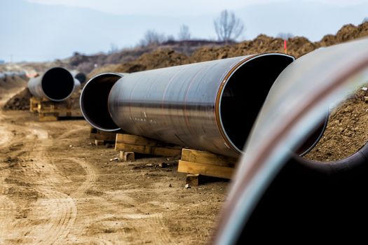 Construction of gas pipeline Trans Adriatic Pipeline - TAP in north Greece. The pipeline starts from the Caspian sea and reaches the coast of southern Italy