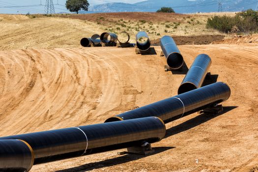 Construction of gas pipeline Trans Adriatic Pipeline - TAP in north Greece. The pipeline starts from the Caspian sea and reaches the coast of southern Italy