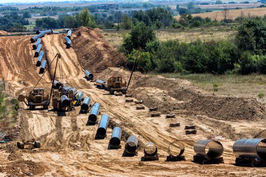 Construction of gas pipeline Trans Adriatic Pipeline - TAP in north Greece. The pipeline starts from the Caspian sea and reaches the coast of southern Italy