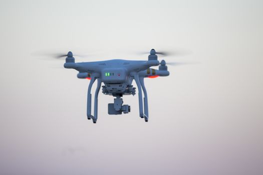 Thessaloniki, Greece, July 29, 2015: Drone quadrocopter Dji Phantom 3 Professional with high resolution digital camera (High quality 4K). New tool for aerial photo and video.