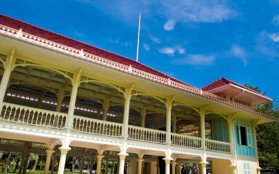 Retro building of old palace as tourist attractions