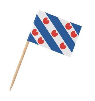 Small paper Frisian flag on wooden stick, isolated on white