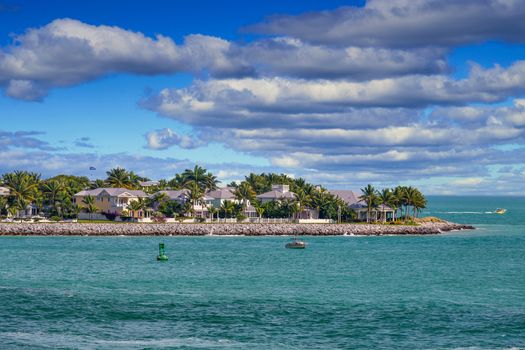 Leisure boats and parasails off the coast of Key West