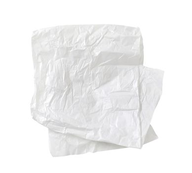 Creased sheet of white wax coated butcher paper isolated on white