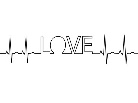 heartbeat with black word love on white background - 3d rendering