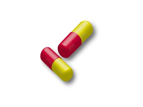 two drugs red and yellow on white background - 3d rendering