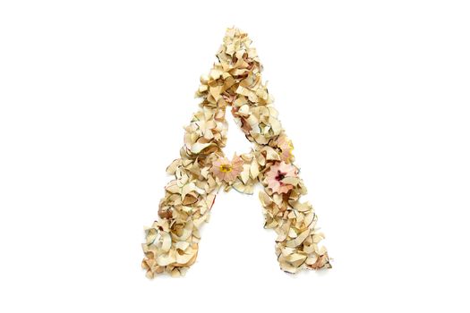 Letter A made from coloured pencil shavings for use in your design.