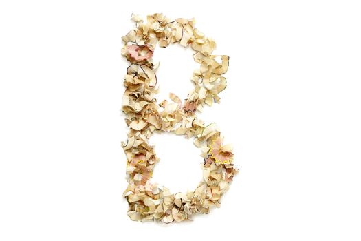 Letter B made from coloured pencil shavings for use in your design.