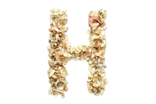 Letter H made from coloured pencil shavings for use in your design.