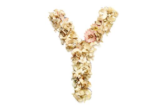 Letter Y made from coloured pencil shavings for use in your design.