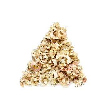 Triangle shape made of pencil shavings for use in your design.