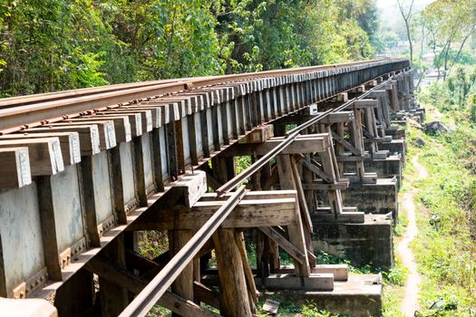 the track of the death railway at Kanchanaburi, Thailand