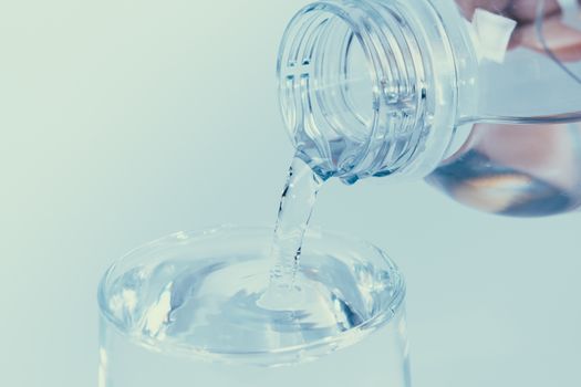 water poured into the glass,  fresh and pure water, world of water day concept.