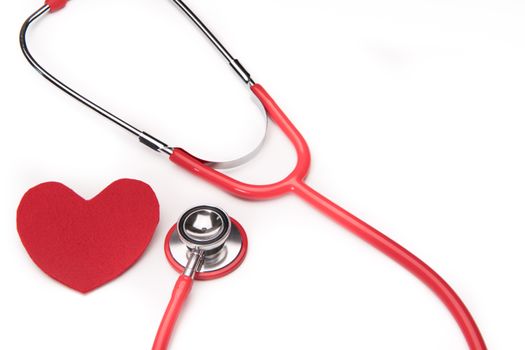 stethoscope and red heart symbol, healthcare and medicine, healthy and insurance, world health day concept