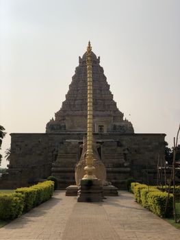 The Brihadisvara or Brihadeeswar temple located in Gangaikonda Cholapuram, Tamilnadu is one of the oldest structure built by Rajendra Chola-I in 11th Century AD. This is the Hindu temple built in Dravidian architecture style. The temple is entirely built with granite stones and the temple contains many monolithic sculptures in it. Also tamil words are inscribed in the wall of the temple. This temple is dedicated to Lord shiva and it is a UNESCO world heritage site.
