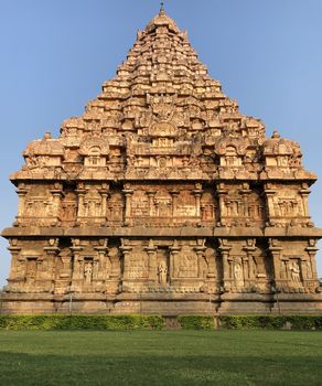 The Brihadisvara or Brihadeeswar temple located in Gangaikonda Cholapuram, Tamilnadu is one of the oldest structure built by Rajendra Chola-I in 11th Century AD. This is the Hindu temple built in Dravidian architecture style. The temple is entirely built with granite stones and the temple contains many monolithic sculptures in it. Also tamil words are inscribed in the wall of the temple. This temple is dedicated to Lord shiva and it is a UNESCO world heritage site.