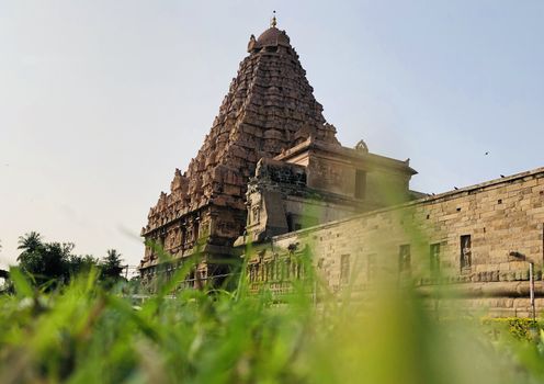 The Brihadisvara or Brihadeeswar temple located in Gangaikonda Cholapuram, Tamilnadu is one of the oldest structure built by Rajendra Chola-I in 11th Century AD. This is the Hindu temple built in Dravidian architecture style. The temple is entirely built with granite stones and the temple contains many monolithic sculptures in it. Also tamil words are inscribed in the wall of the temple. This temple is dedicated to Lord shiva and it is a UNESCO world heritage site.