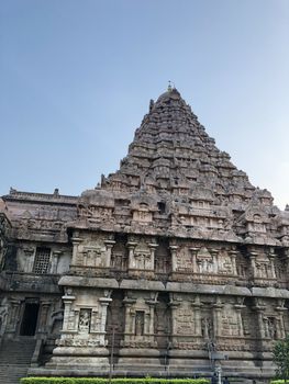 The Brihadisvara or Brihadeeswar temple located in Gangaikonda Cholapuram, Tamilnadu is one of the oldest structure built by Rajendra Chola-I in 11th Century AD. This is the Hindu temple built in Dravidian architecture style. The temple is entirely built with granite stones and the temple contains many monolithic sculptures in it. Also tamil words are inscribed in the wall of the temple. This temple is dedicated to Lord shiva and it is a UNESCO world heritage site.