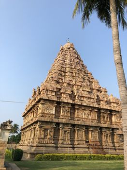 The Brihadisvara or Brihadeeswar temple located in Gangaikonda Cholapuram, Tamilnadu is one of the oldest structure built by Rajendra Chola-I in 11th Century AD. This is the Hindu temple built in Dravidian architecture style. The temple is entirely built with granite stones and the temple contains many monolithic sculptures in it. Also tamil words are inscribed in the wall of the temple. This temple is dedicated to Lord shiva and it is a UNESCO world heritage site.