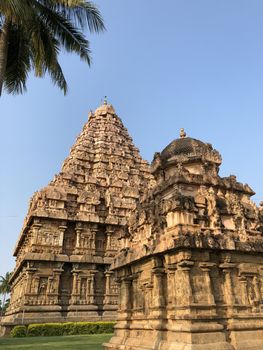 The Brihadisvara or Brihadeeswar temple located in Gangaikonda Cholapuram, Tamilnadu is one of the oldest structure built by Rajendra Chola-I in 11th Century AD. This is the Hindu temple built in Dravidian architecture style. The temple is entirely built with granite stones and the temple contains many monolithic sculptures in it. Also tamil words are inscribed in the wall of the temple. This temple is dedicated to Lord shiva and it is a UNESCO world heritage site.