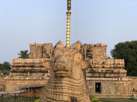 The Brihadisvara or Brihadeeswar temple located in Gangaikonda Cholapuram, Tamilnadu is one of the oldest structure built by Rajendra Chola-I in 11th Century AD. This is the Hindu temple built in Dravidian architecture style. The temple is entirely built with granite stones and the temple contains many monolithic sculptures in it. Also tamil words are inscribed in the wall of the temple. This temple is dedicated to Lord shiva and it is a UNESCO world heritage site.