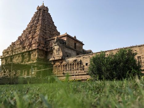 The Brihadisvara or Brihadeeswar temple located in Gangaikonda Cholapuram, Tamilnadu is one of the oldest structure built by Rajendra Chola-I in 11th Century AD. This is the Hindu temple built in Dravidian architecture style. The temple is entirely built with granite stones and the temple contains many monolithic sculptures in it. Also tamil words are inscribed in the wall of the temple. This temple is dedicated to Lord shiva and it is a UNESCO world heritage site.