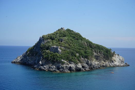 View of the island of Bergeggi in Liguria - Italy