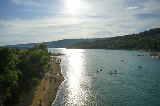 Overview of the reservoir that form the Sainte-Croix lake between the Verdon gorges, France