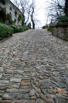 The road leads to the entrance of the Castle of Serralunga d'Alba - Piedmont - Italy