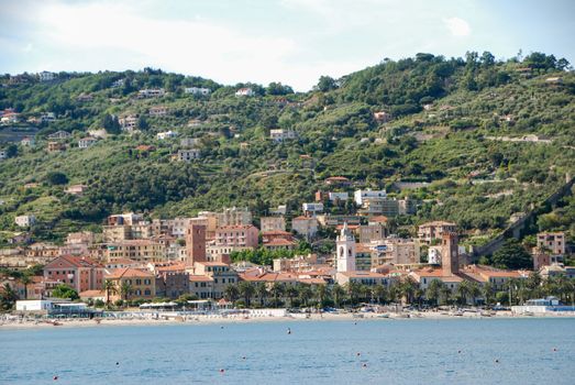 View of Noli from the beach, Liguria - Italy