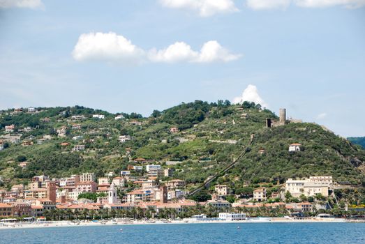 View of Noli from the beach, Liguria - Italy