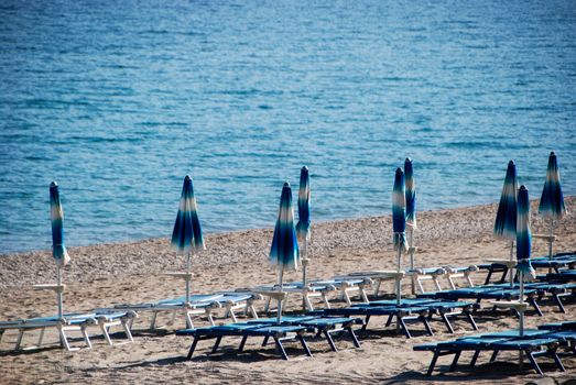 Beach umbrellas on the seaside