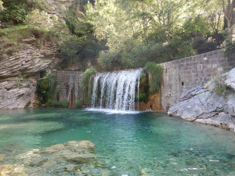 A waterfall in the Rio Barbaira stream along the Nervia Valley, Rocchetta Nervina, Liguria - Italy