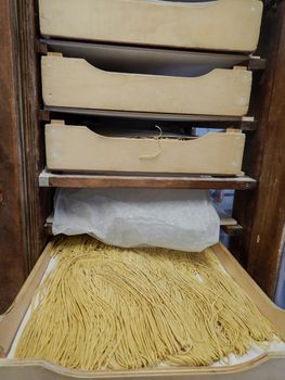 Tajarin preparation: typical pasta of Piedmont, Italy