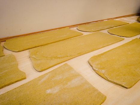 Pasta for the preparation of Tajarin, Piedmontese specialties, Italy