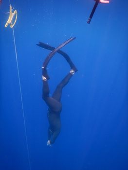 Free diving in the sea at Noli, Liguria - Italy