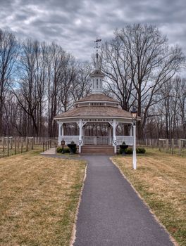 View of a Large Centerpiece Garden Gazebo in the Middle of a Vineyard