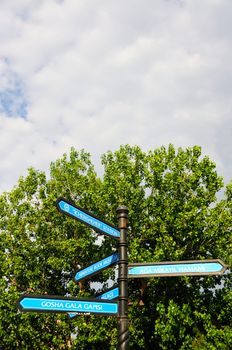 Road signs near the fortress of Shirvanshahs Baku.Azerbaijan.
