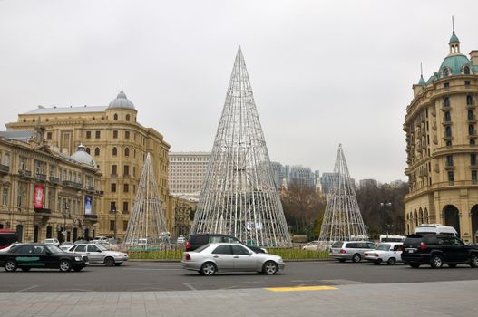 Baku, Azerbaijan, December 30, 2017. Baku welcomes the new 2018 year.