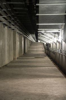Empty industrial garage room interior with concrete floor and wall background