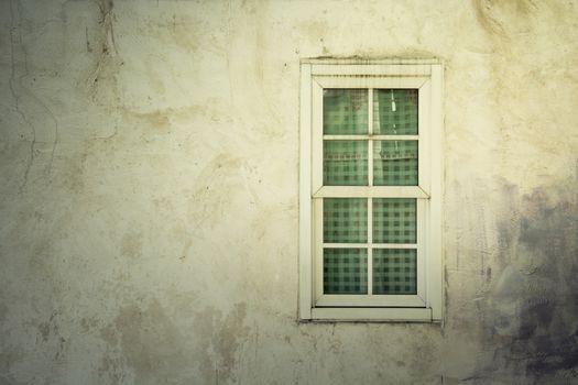 light on Vintage window on nice color cement wall can be used for background