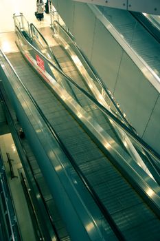 Escalator stairs in station color Filter